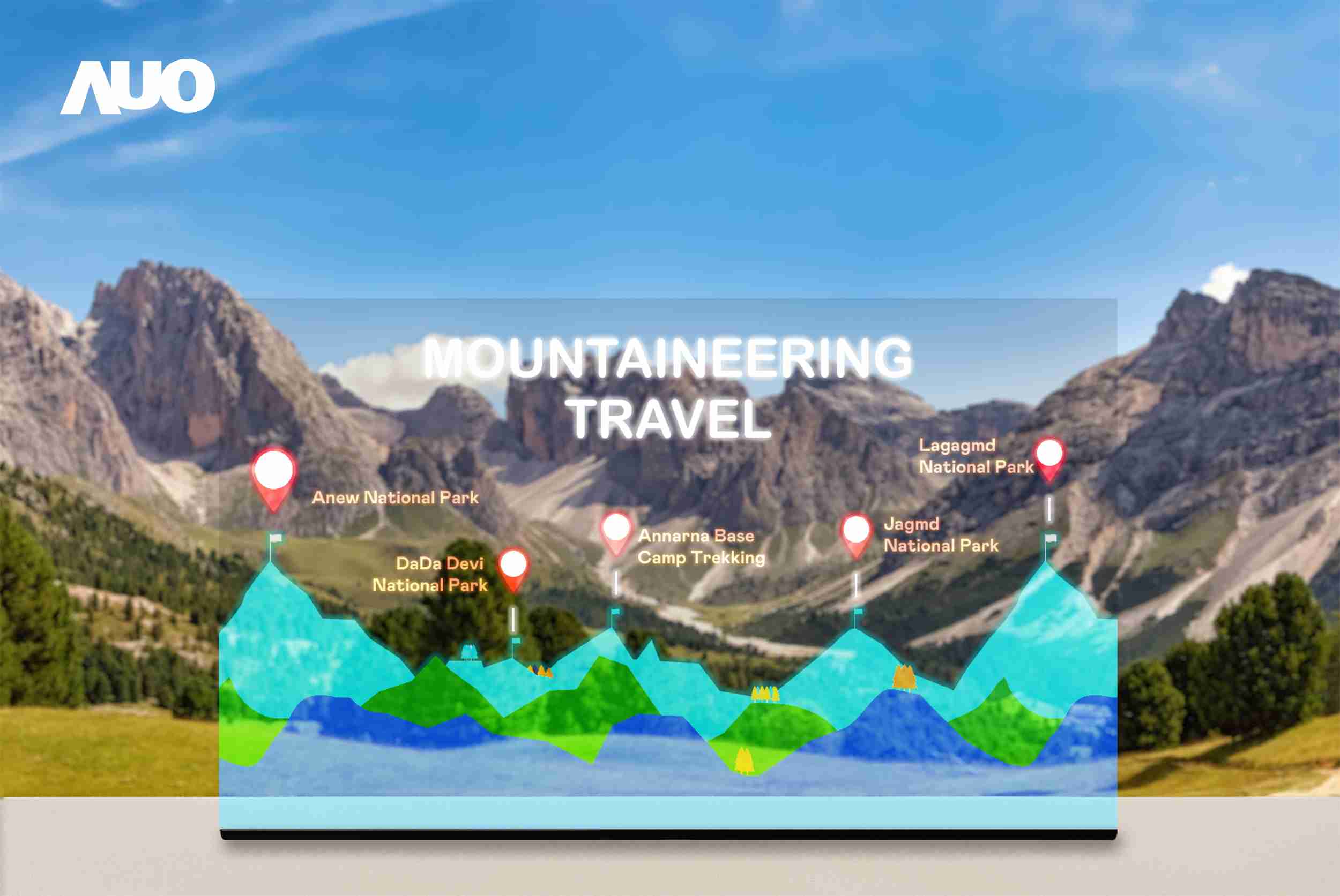 人生就是博展示全球单片尺寸最大(*)42吋透明Micro LED显示器拼接而成的〝64吋透明Micro LED显示器〞，，，具备高透明度、、、1,000 nits高亮度、、广色域、、、采用三边无边框的无缝拼接等多重特色，，呈现超高清、、、、细腻画质而不遮挡后方视觉，，满足层峰需求，，，，可广泛运用于零售、、、、艺术展览或商业空间等场域